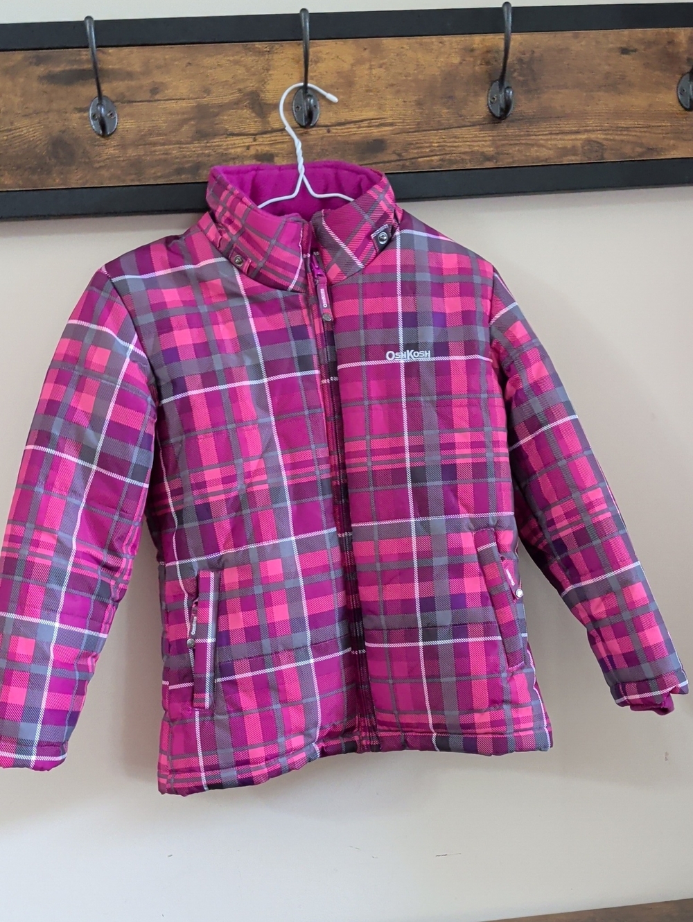 OshKosh Pink Plaid Puffer Jacket for Kids